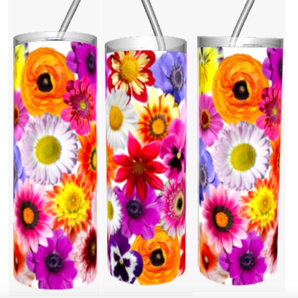 Bright and Beautiful Wild Flowers 20oz Straight Tumbler with Straw Included
